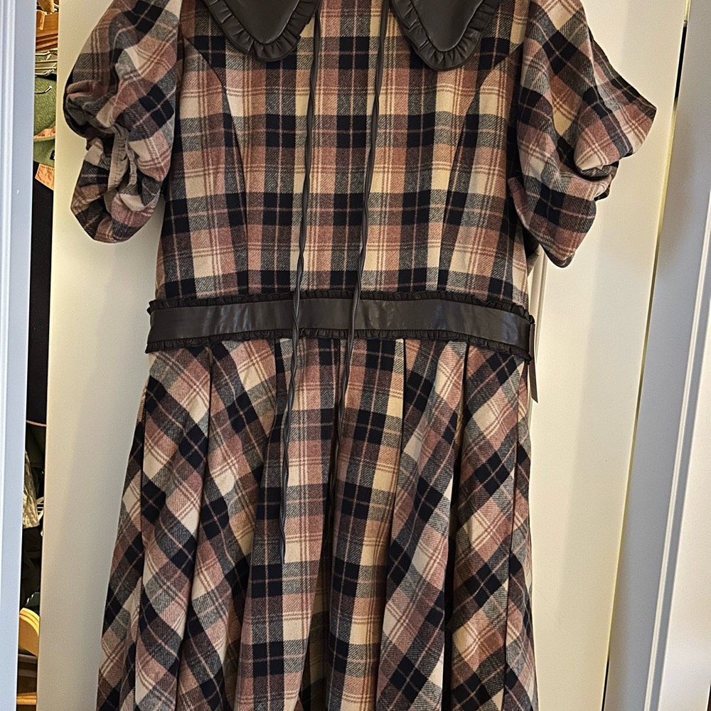 NEW Ivy City Co Celine Dress Plaid with faux leather accents - Picture 6 of 6